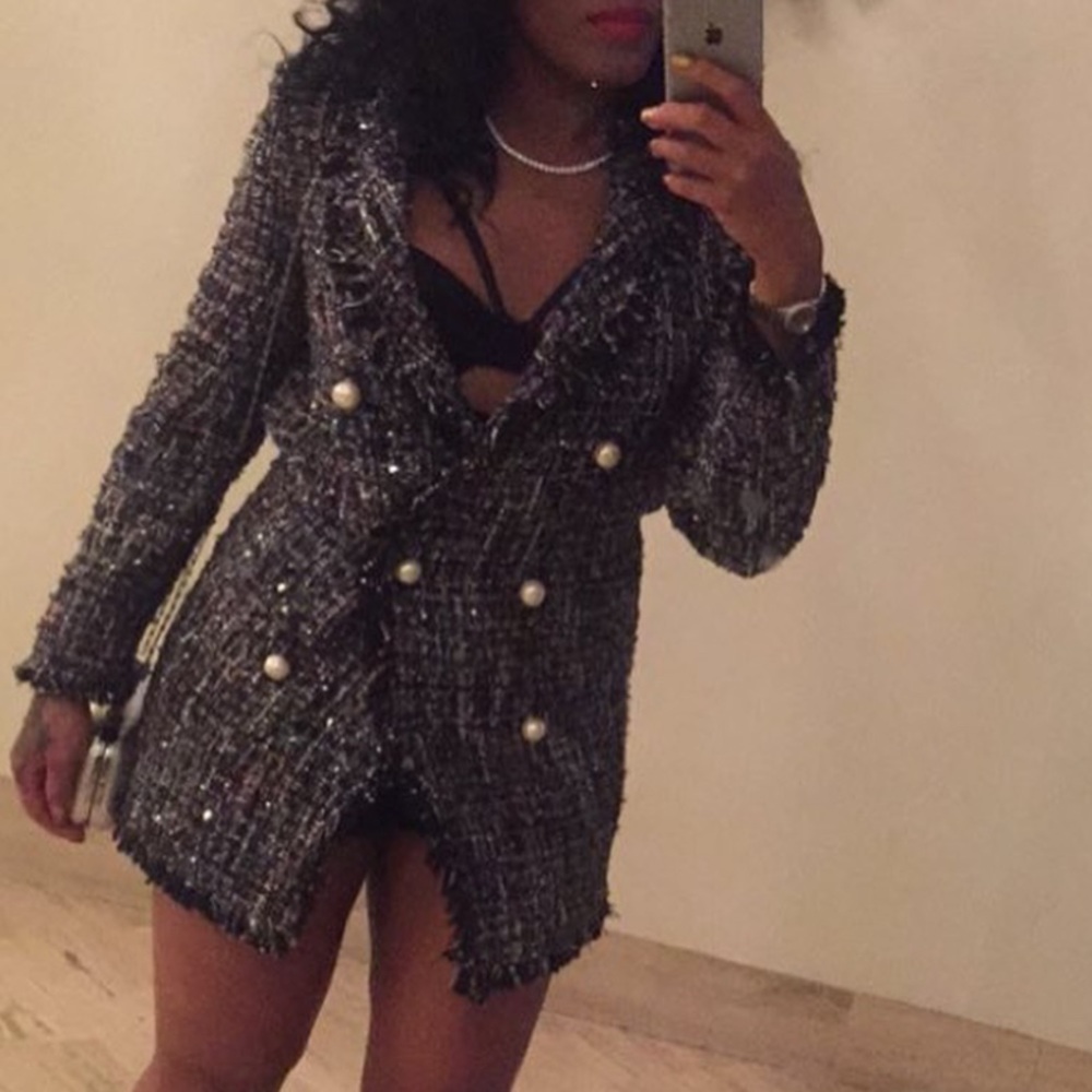 Frayed Button up blazer jacket - Picture 2 of 6
